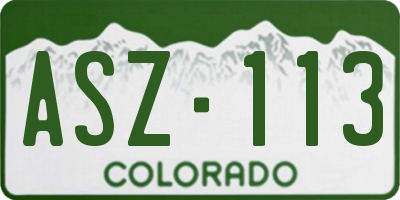 CO license plate ASZ113