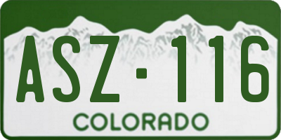 CO license plate ASZ116