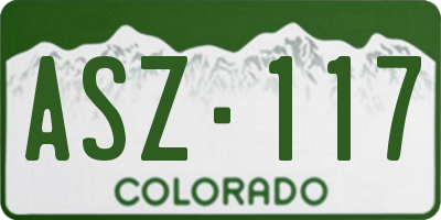 CO license plate ASZ117