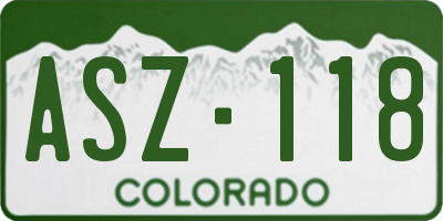 CO license plate ASZ118