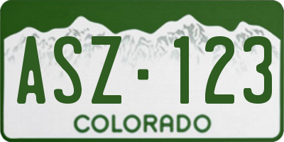 CO license plate ASZ123