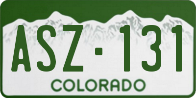 CO license plate ASZ131