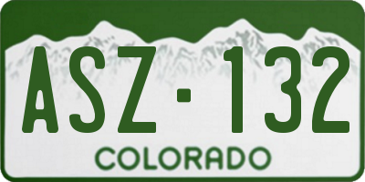 CO license plate ASZ132