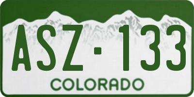 CO license plate ASZ133