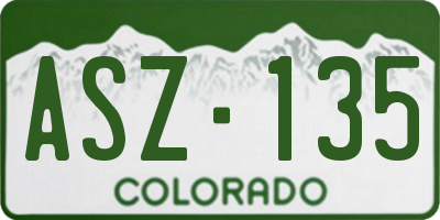 CO license plate ASZ135