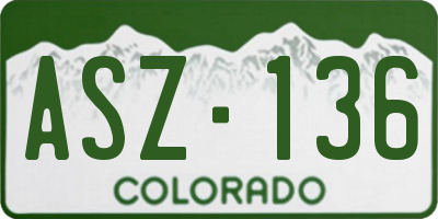 CO license plate ASZ136