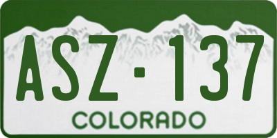 CO license plate ASZ137