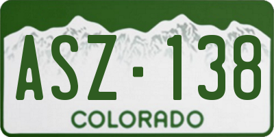 CO license plate ASZ138