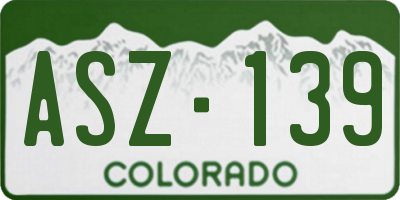 CO license plate ASZ139