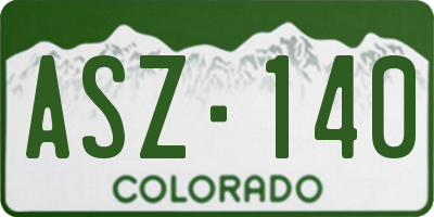 CO license plate ASZ140