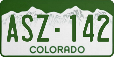 CO license plate ASZ142