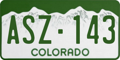 CO license plate ASZ143