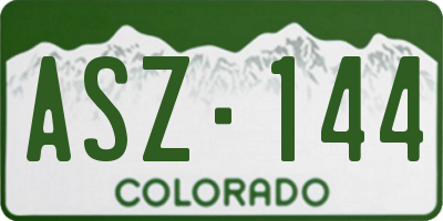 CO license plate ASZ144