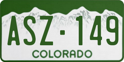 CO license plate ASZ149