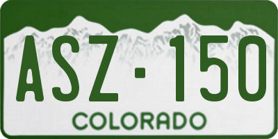 CO license plate ASZ150