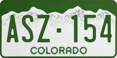 CO license plate ASZ154