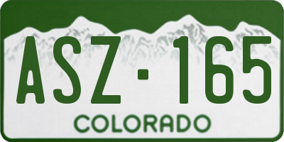 CO license plate ASZ165