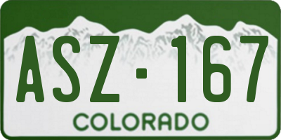 CO license plate ASZ167