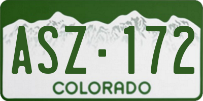 CO license plate ASZ172