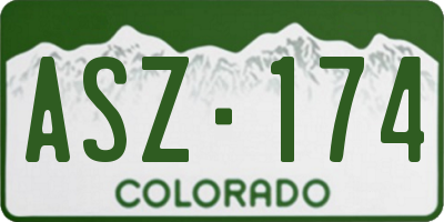 CO license plate ASZ174