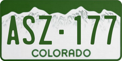 CO license plate ASZ177