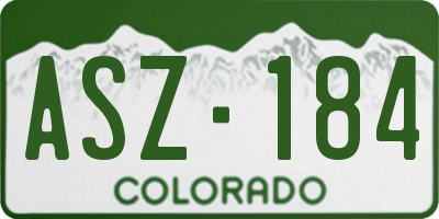 CO license plate ASZ184