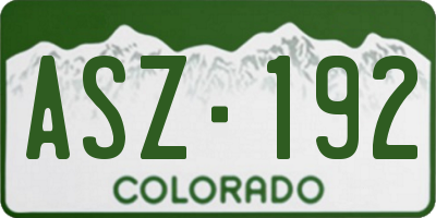 CO license plate ASZ192