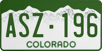 CO license plate ASZ196