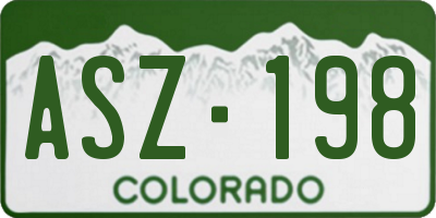 CO license plate ASZ198