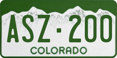 CO license plate ASZ200