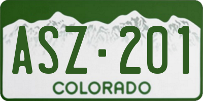 CO license plate ASZ201