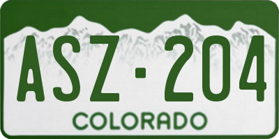 CO license plate ASZ204