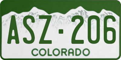 CO license plate ASZ206