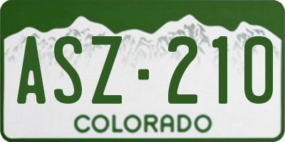 CO license plate ASZ210