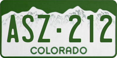 CO license plate ASZ212