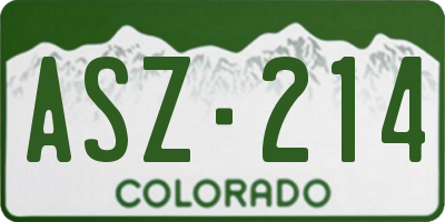CO license plate ASZ214