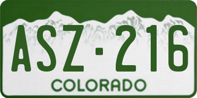 CO license plate ASZ216