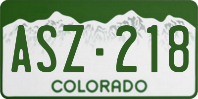 CO license plate ASZ218