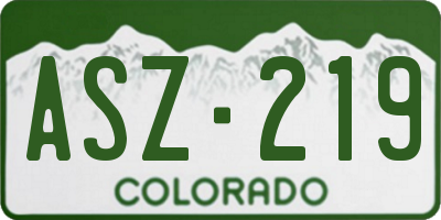 CO license plate ASZ219