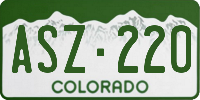 CO license plate ASZ220