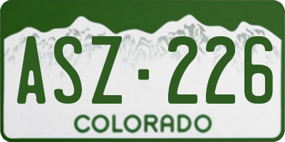 CO license plate ASZ226