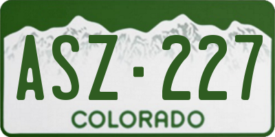 CO license plate ASZ227