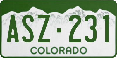 CO license plate ASZ231