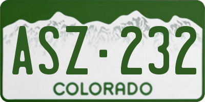 CO license plate ASZ232