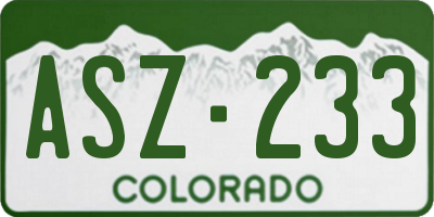CO license plate ASZ233