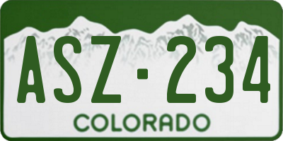 CO license plate ASZ234