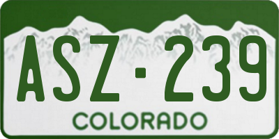 CO license plate ASZ239
