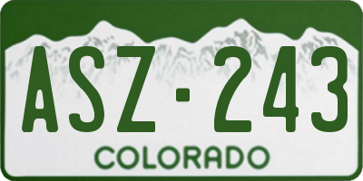 CO license plate ASZ243