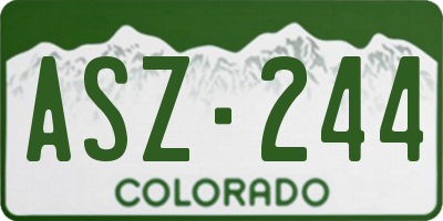 CO license plate ASZ244
