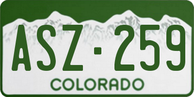 CO license plate ASZ259
